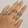 2Pcs/set Rings for Women Men Punk Five-Pointed Star Geometric Golden Silver Color Knuckle Jewelry Adjustable Ring Sets