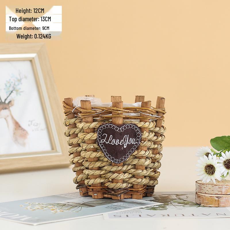 Handheld Flower Basket for Fresh & Dried Flowers, Woven with Willow, Rattan & Straw - Perfect for Flower Arrangement or Picnic