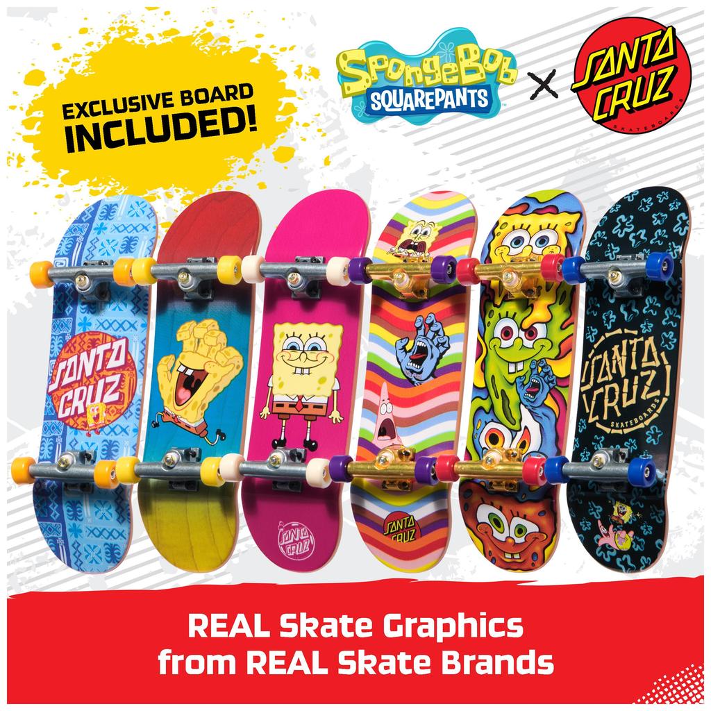 Бонусный набор TECH DECK Spongebob Sk8shop Fingerboard, коллекционная настраиваемая игрушка-скейтборд для детей от 6 лет и старше
