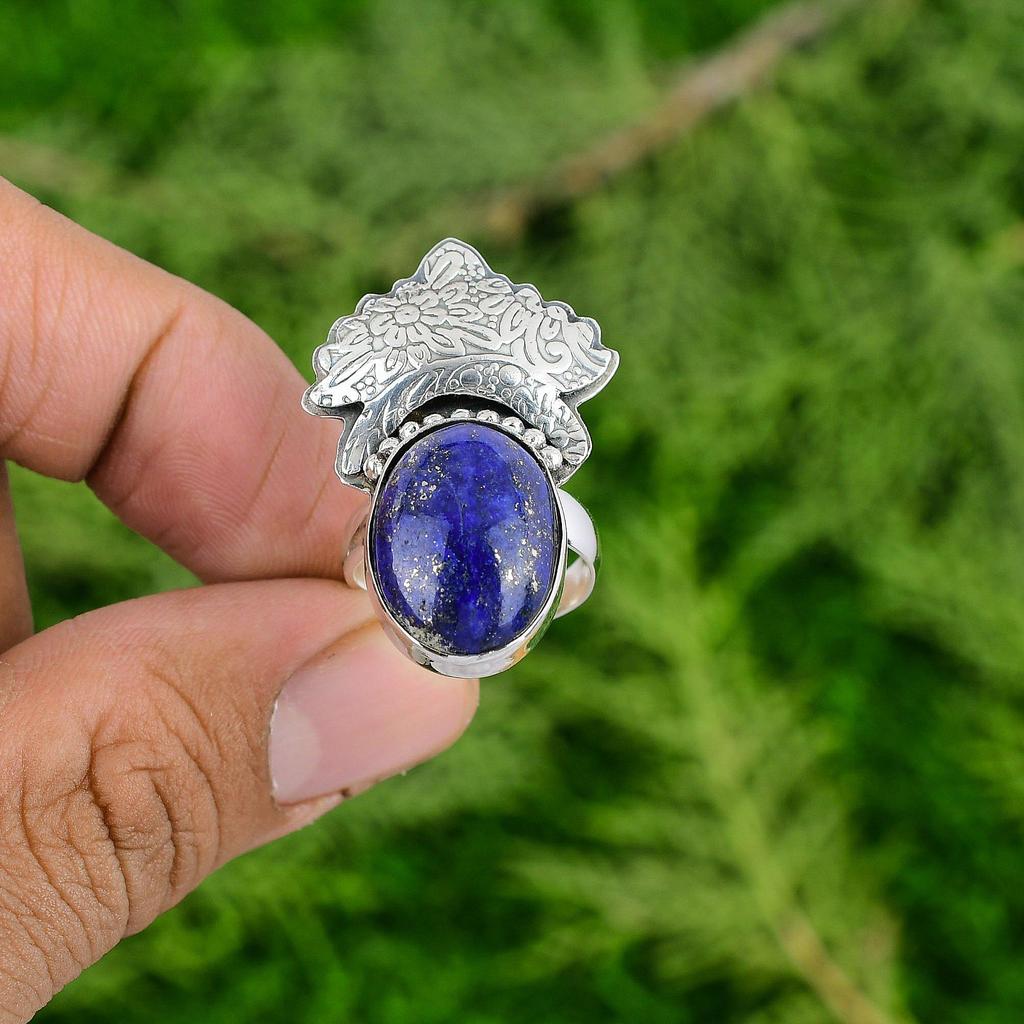 Lapis Lazuli Gemstone Sister Stackable Promise Ring Jewelry 925 Sterling Silver