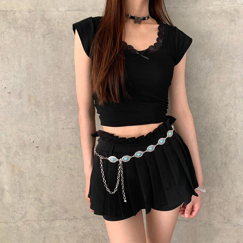 Bohemian Style Oval Turquoise Waist Chain Retro Decoration Belts For Women Girls  Versatile Dress Coat Carved Accessories