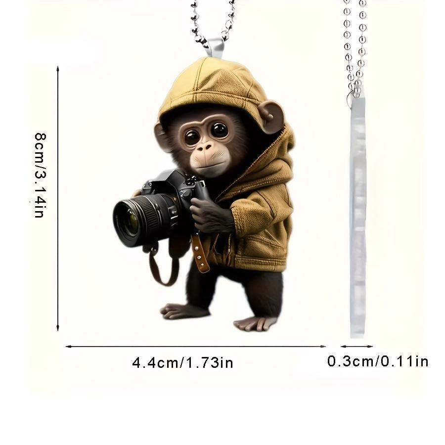 New Cute Monkey Photographer Acrylic Keychain Multifunctional 2D Charm Car Rearview Mirror and Backpack Decoration