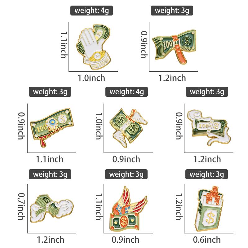 Creative US Dollar Money Collection Enamel Pins Cartoon Banknote Get Rich Brooches Backpack Lapel Badge Funny Jewelry for Gift