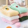 Women's Mid-Calf Coral Fleece Knitted Socks Japanese Style Fruit Embroidery Plush Winter Solid Color Thick Breathable Thermo