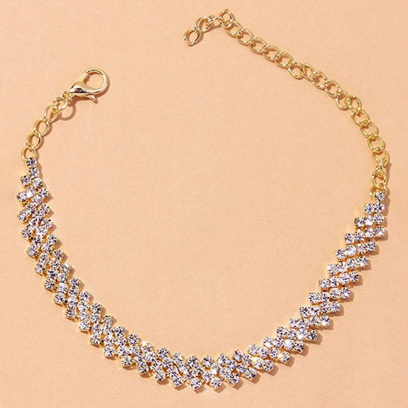 Ножный браслет, стильный ромб, легкий браслет на щиколотке со стразами, ювелирный аксессуар