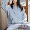 Li Ning Sports Fashion Series Solid Color Loose Fit Hooded Pullover Long Sleeve Sweatshirt Unisex Sweatshirt Mist-Blue AWDR498-12