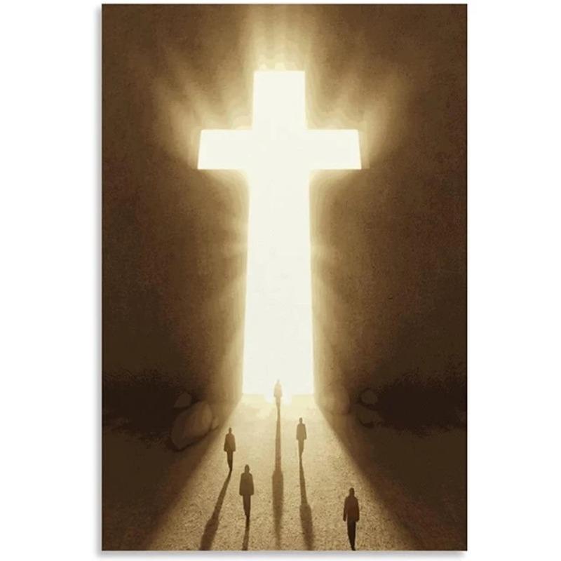 Vintage Risen Jesus Cross Christian Religion Wall Art Canvas Painting Poster Prints Living Room Large Pictures Modern Home Decor