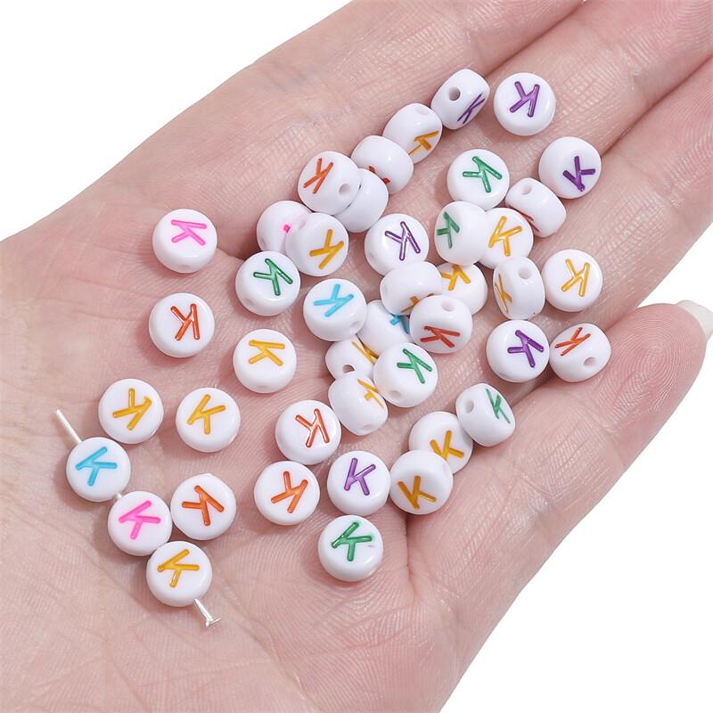 500G Acrylic Colorful A-Z English Letter Beads Flat Round Alphabet Beads For Jewelry Making DIY Couple Friendship Bracelet Necklace