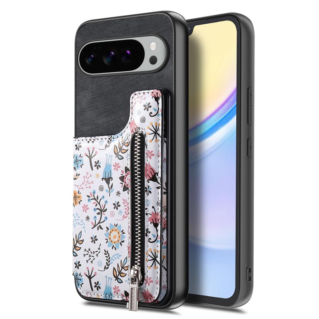 Для Google Pixel 10 Pro XL Кожаный чехол для телефона с RFID-блокировкой, кошелек на молнии, подставка