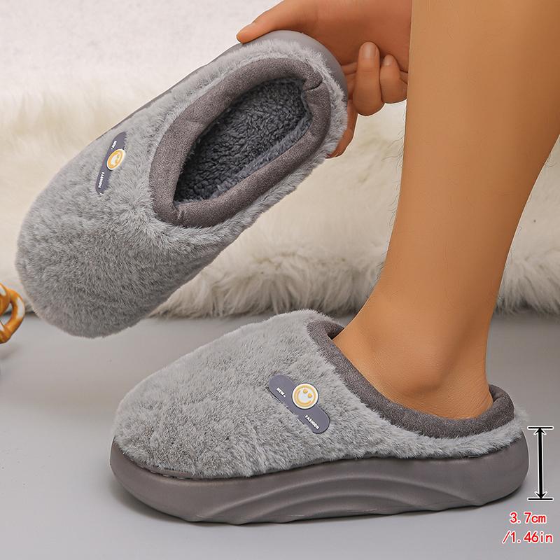 Модные зимние хлопковые тапочки на толстой подошве для женщин, удобная подошва, нескользящие домашние тапочки для женщин, теплые плюшевые тапочки-слайды на платформе для дома