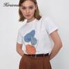 Hirsionsan футболка с абстрактным принтом, женские летние новые футболки большого размера из 100% хлопка, повседневные свободные эстетичные футболки, топы с круглым вырезом, 2023