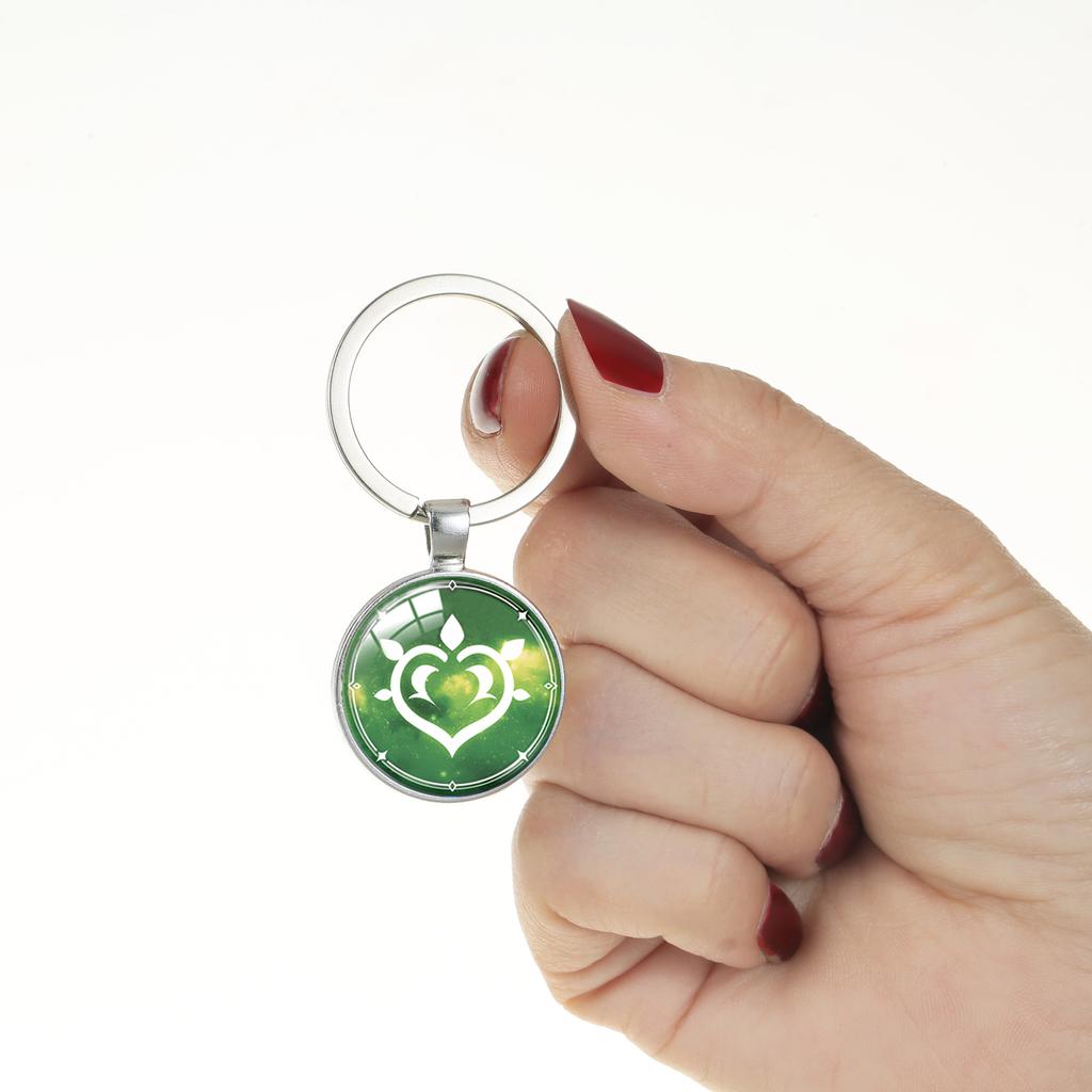 Genshin Impact Vision Keychain, Anime Time Gem Pendant Key Ring Wholesale