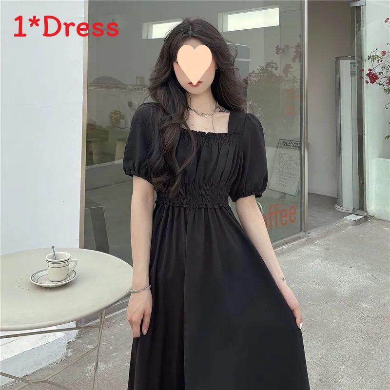 French Style Loose Fit Black Dress With Knit Fabric And Hood For Casual Women