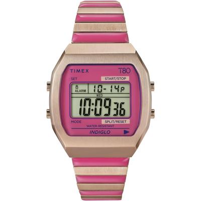 Часы Timex 80 Timex 80 Розовый циферблат Нержавеющая сталь Акрил Кварцевые часы Бренд TW2W41600 Розовый [TIMEX] Женские [Товар]