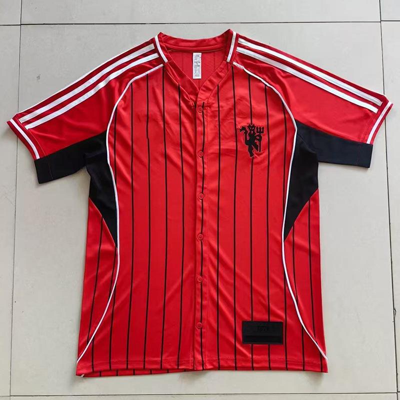 Summer American Real Madrid Juventus Bayern Argentina football jersey striped classic button baseball jersey olive casual wear