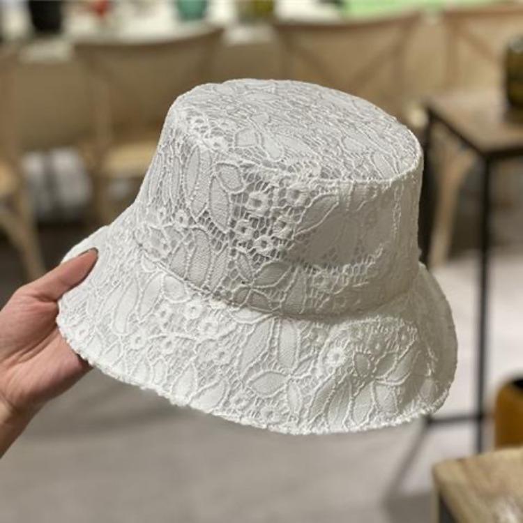Bucket Hat Women's Summer Visor, Lace UV Protection Sun Hat, Versatile Basin Hat, White Hat Women