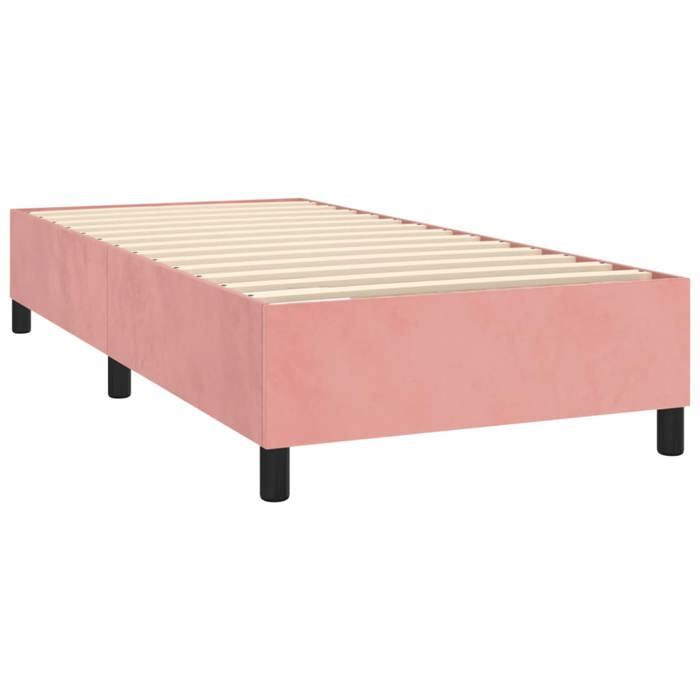 Sommier à lattes et matelas - Rose - 80x200 cm - Tête de lit réglable - Velours doux