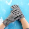 Wool Men Knitted Gloves Solid Color Full Finger Gloves Nonslip Knitted Woolen Gloves  Outdoor