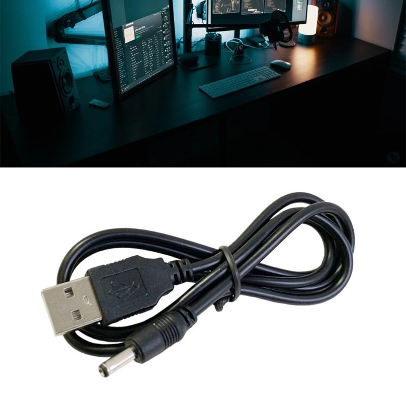 Durability PVC Insulated DC5V Power Cord with 2A Current USB to DC3.5x1.35mm Charging Cable for Home and Travel Use