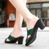 Womens Summer Chunky Heel Sandals Sexy Heels Women's Shoes Green Sandals for Women Off Green