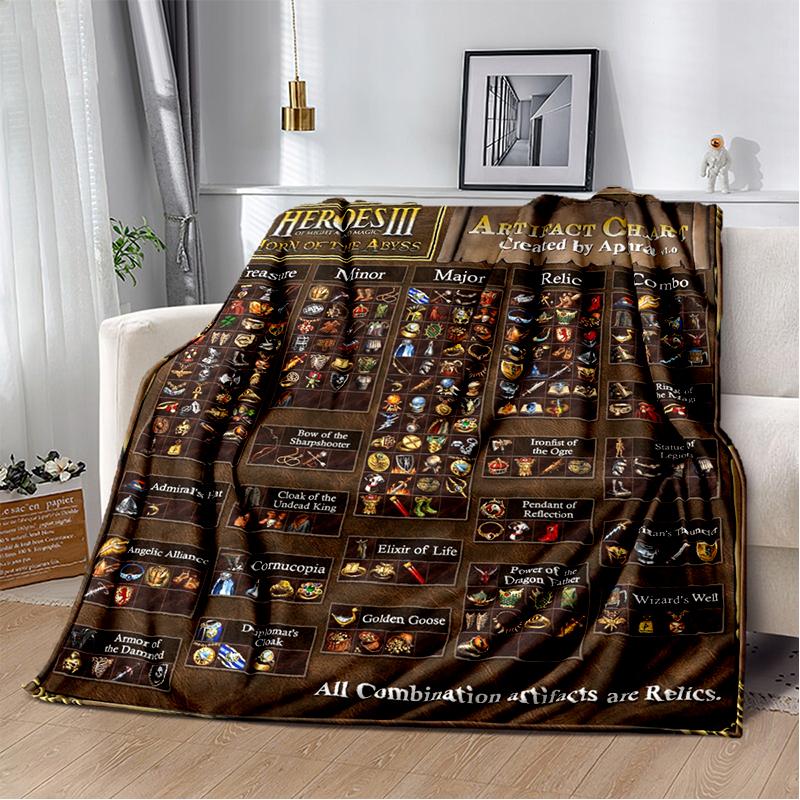 2025 New Style HOMM3 Heroes of Might and Magic Map Treasure Chest Blanket,Soft Throw Blanket for Home Bedroom Bed Sofa Travel