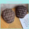 Retro Fashionable Checkered Pattern Women Casual Beret For Autumn And Winter