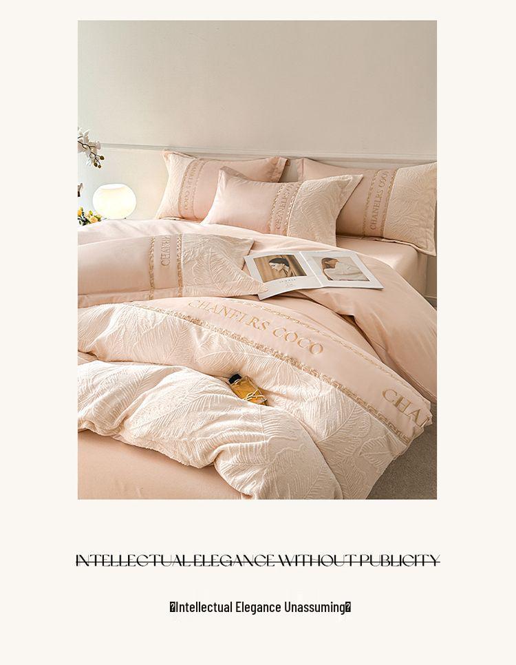 Весенний Люкс 100% Хлопок 4-предметный Постельный Комплект: Вышитый пододеяльник, простыня и простыня на резинке