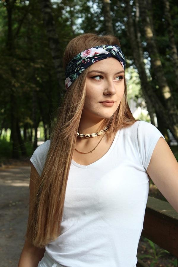 Stylowa Opaska Damska Na Głowę 15 Z Bawełny-Wyprofilowana Na Wionę Lato
