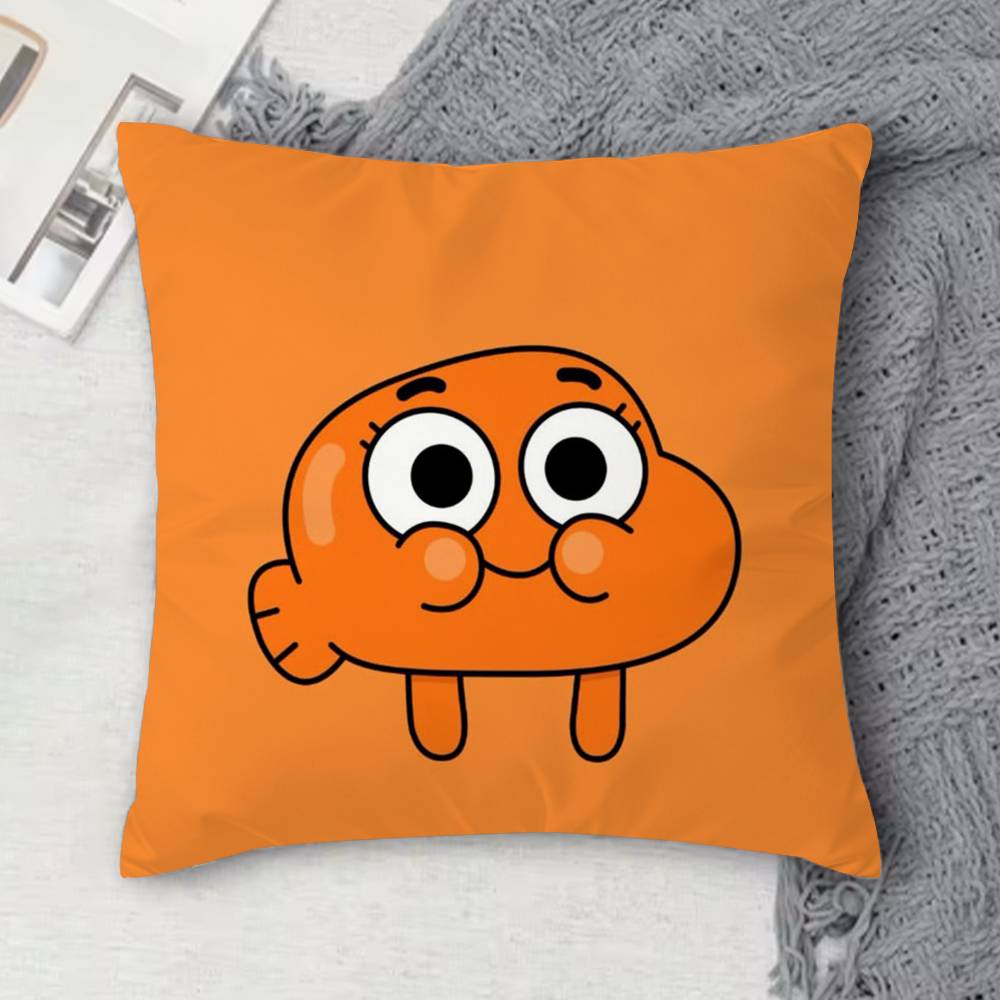 TThe Amazing World of Gumball Doublesided Printed Square Decorative Cushion Cover for Sofa Living Room Home Decor