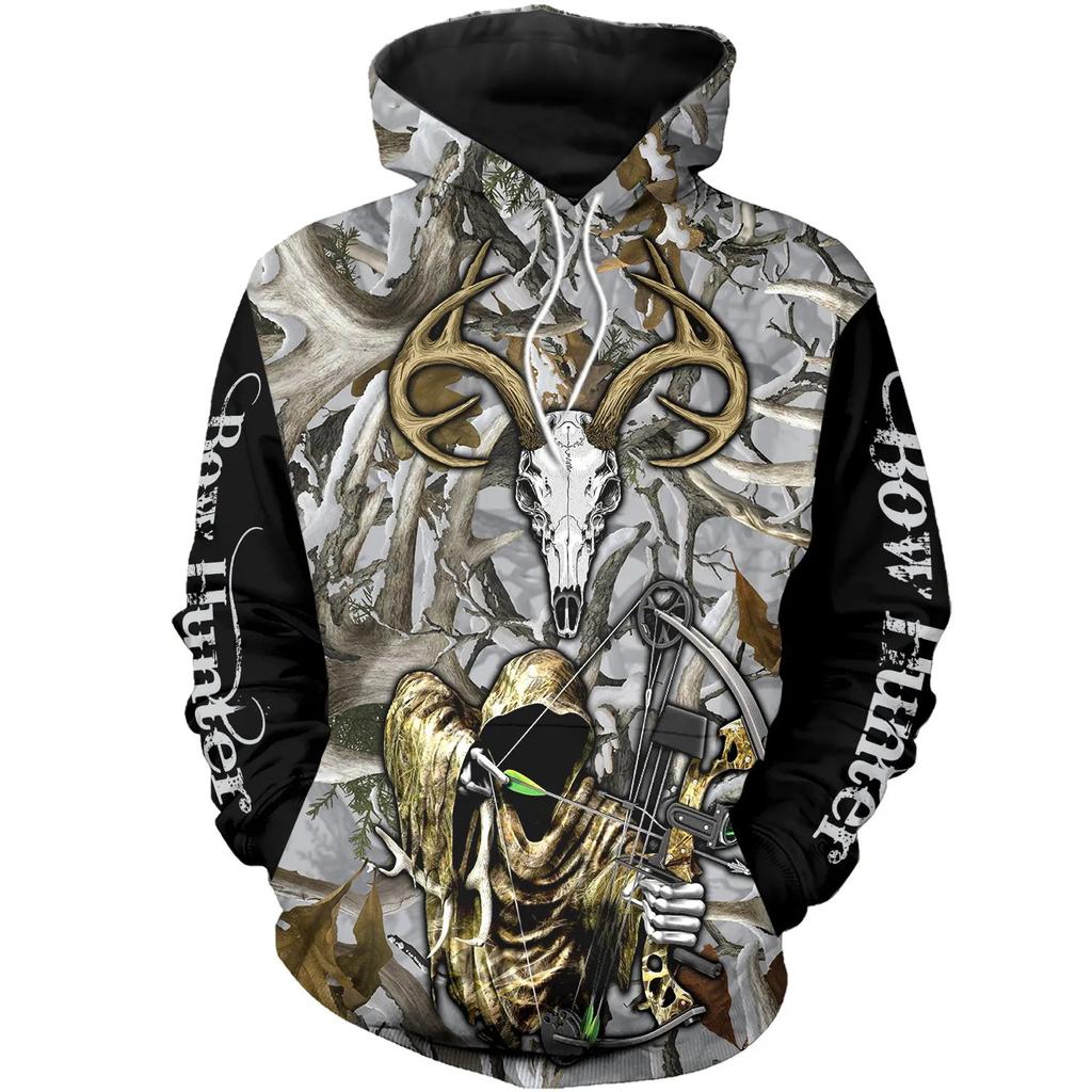 Boar Hunter Men's Hoodie Animal Hunting Camo Tattoo Pullover Harajuku Casual ELK Hunte Sweatshirts 3D Printed Oversized Clothing