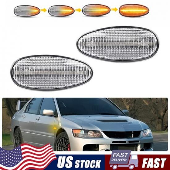 For 2002-2006 Mitsubishi Lancer Front Bumper Side Marker Lamps Lights Clear Lens