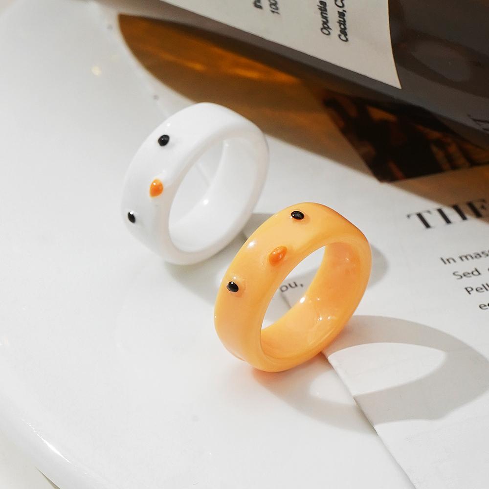 Мультяшное студенческое кольцо, женское кольцо, кольцо для пары, цветное акриловое кольцо с лягушкой и курицей