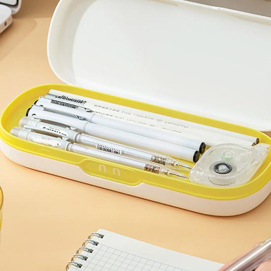 Large Capacity Pencil Box with Lid Lightweight Double Layer Design Dustproof Portable Pen Case