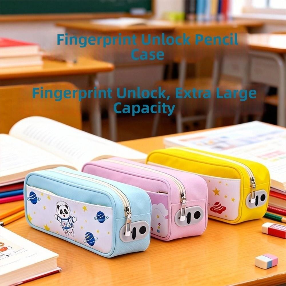 with USB Charging Biometric Storage Pouch Student Pencil case for Makeup Jewelry Office