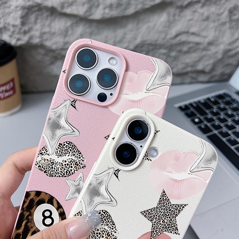 Винтажный чехол для iPhone 17 Pro Max iPhone 16 Pro Max 15 14 13 12 11 16E Air с принтом леопардовых звезд для бильярда, роскошная кожаная текстура, силиконовый чехол