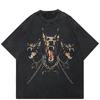 Streetwear Vicious Dog Unisex Cotton Washed Black Tshirt Tops Tees Summer Short Sleeves T Shirt