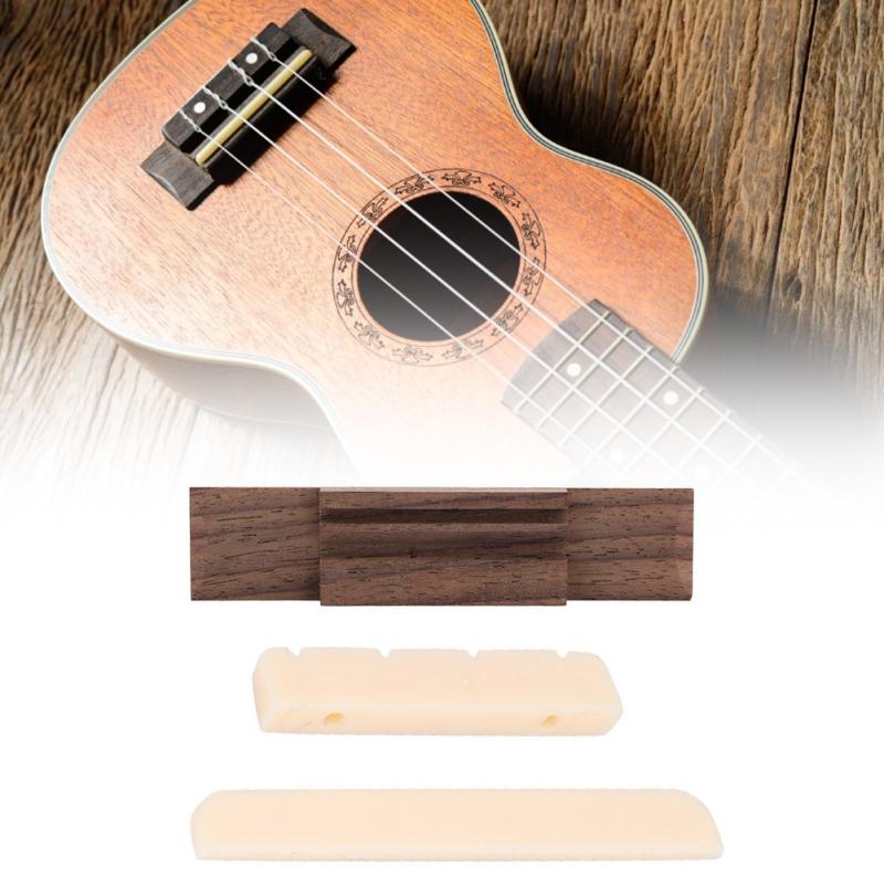 Rosewood Bridge Plastic Nut and Saddle for Ukulele Parts Replaceable Musical Instrument Repair Tool