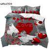 Festival Duvet Cover Set Valentine's Day Print Bedding Set Couple Romantic Polyester Quilt Cover for Lover Full Queen King Size