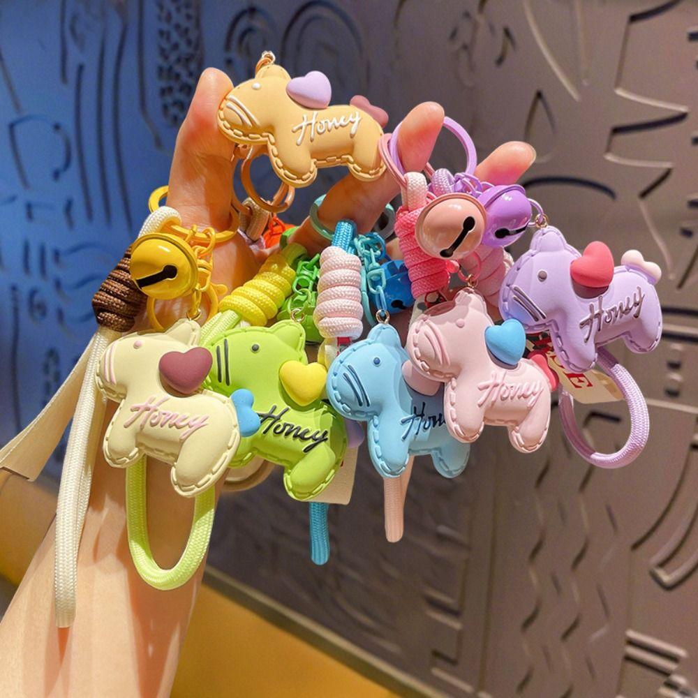 Candy Color Pony Resin Keychain Cute Design Horse Pendants Zodiac Pony Doll Keychain Accessory