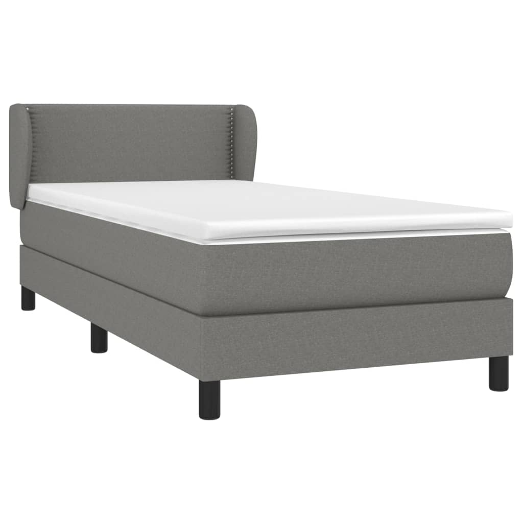 Box Spring Bed with Mattress Dark Gray 90 x 190 cm Fabric