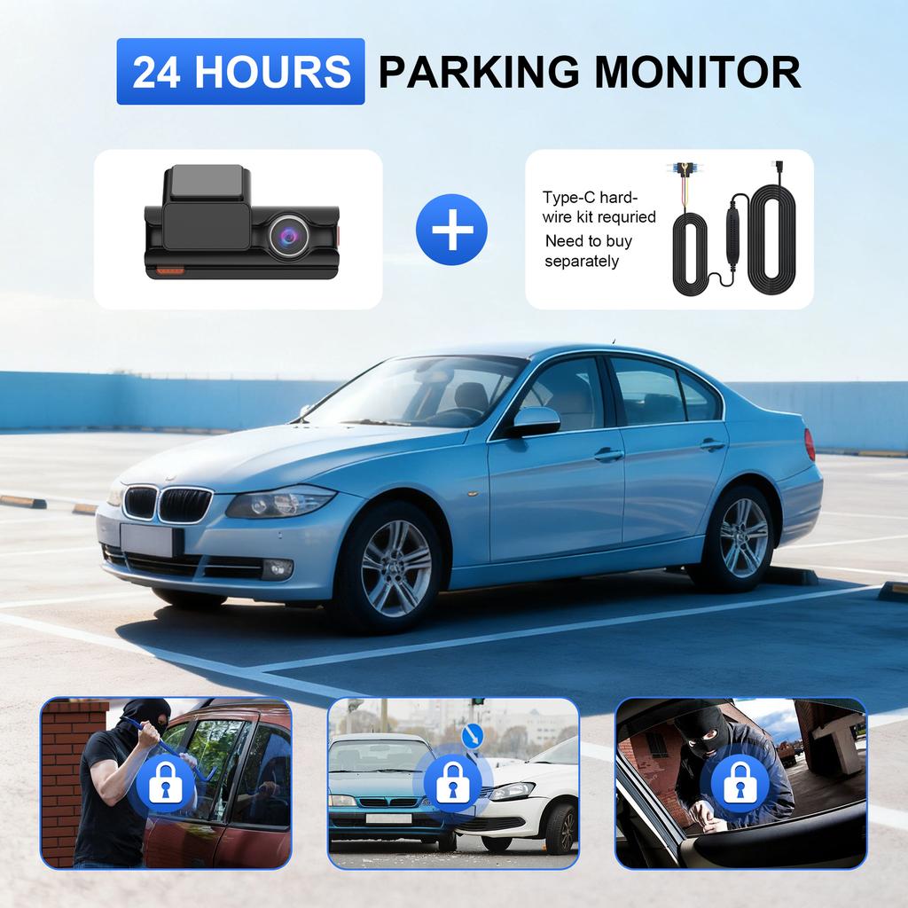 Новый 4K видеорегистратор, двойная камера, WiFi, Автомобильный DVR, Запись спереди и сзади, 4K+2.5K, Мониторинг парковки, G-сенсор, Циклическая запись