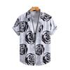 Men's Short Sleeved Shirt with Rose Print Shirt for Men Fashionable and Casual Summer 2025 New Style