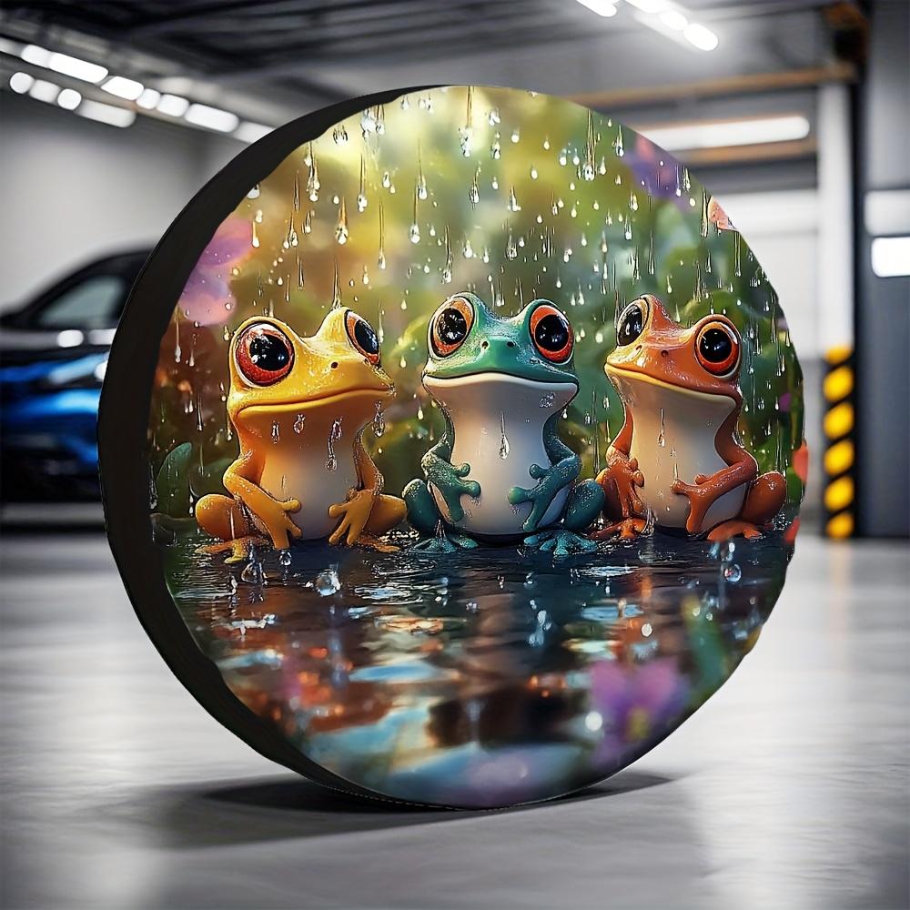 1pc 2D Flat Printed Tire Covers For Road Trips Featuring A Frog Design, Made From Durable Polyester, Suitable As Birthday Gifts