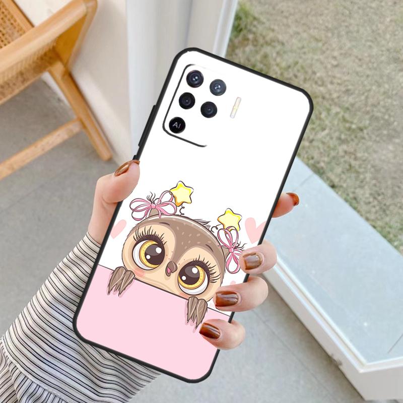 Cute Cartoon Owl Case For Oppo A60 A80 A40 A17 A57 A77 A74 A54 A94 A78 A98 A18 A38 A58 A96 A76 A16 A15 A5 Pro