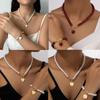 Fashion Trend Pearl Bracelet Necklace Set Female Niche Premium Sense Light Luxury Love Clavicle Chain