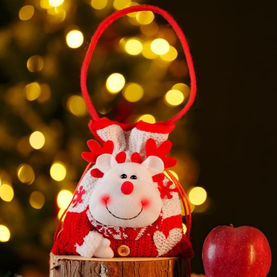 Christmas Candy Bag Snowman Santa Claus Reindeer Doll Bag Drawstring Xmas Goody Holder Favor Bags for Christmas Eve