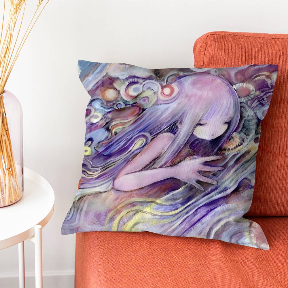 Kkikuo Art Anime Cartoon Pillowcase Pillows for Sofa Cover Decoration Home Decor Items Luxury Pillow Covers Cushion Cushions