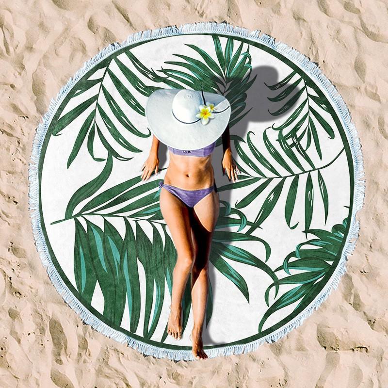 Ultrafine Microfiber Round Beach Towel Adults Quick Dry Digital Print With Fringe Trim Multipurpose Sand Mat Pool Travel Yoga Picnic