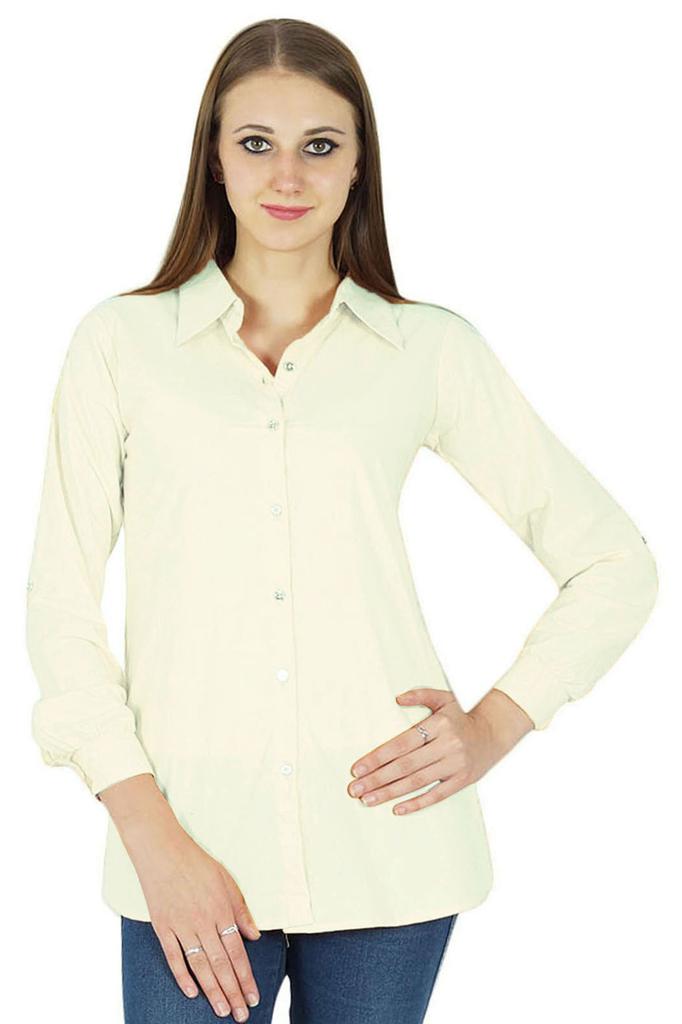 Top Cotton Shirt Long Sleeve Solid Short Kurta Women Clothing