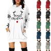 Women's Christmas Print Long-Sleeved Hooded Pocket Pullover Dress